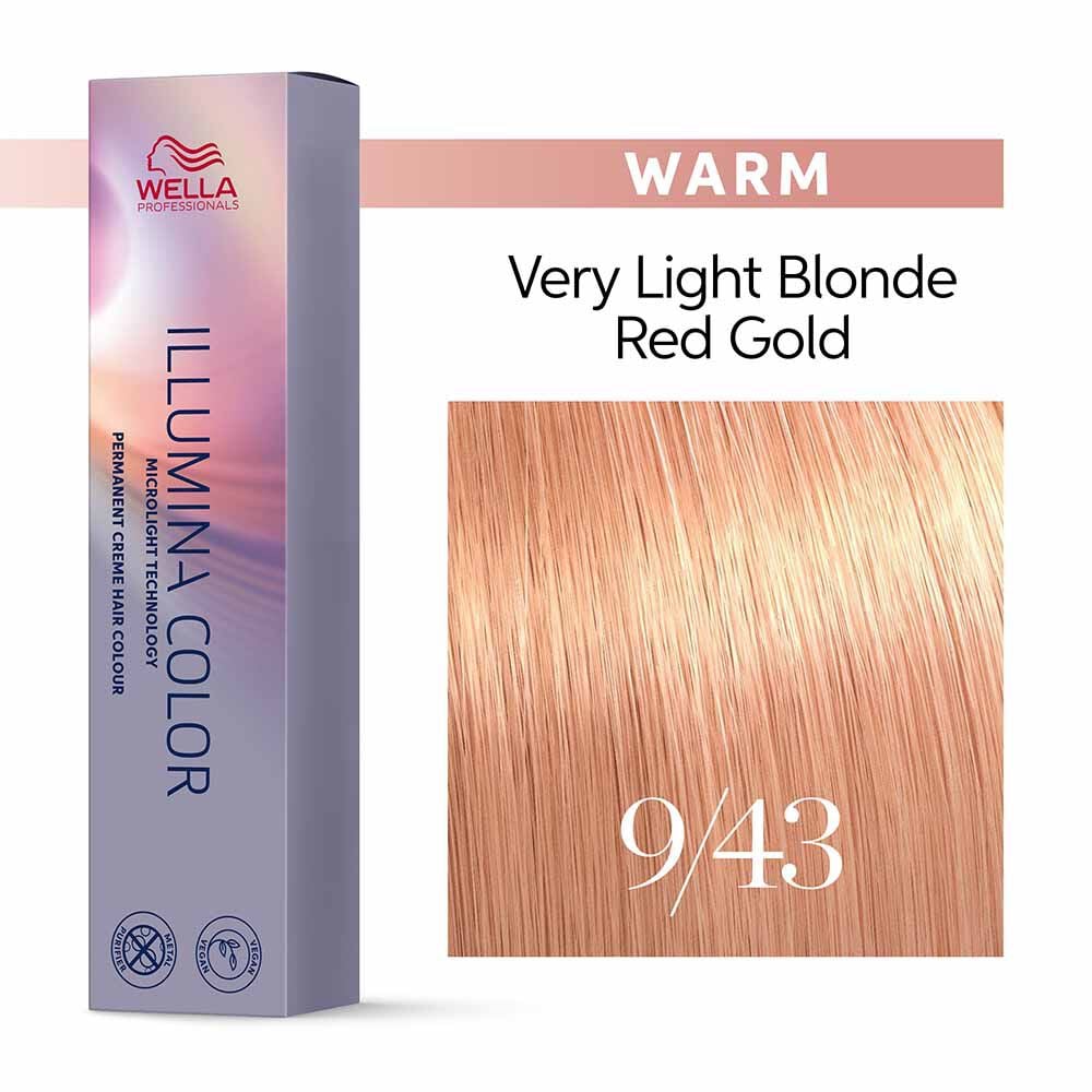 Wella Professionals Illumina Color Permanent Hair Colour 9/43 Very Light Red Gold Blonde - 60ml