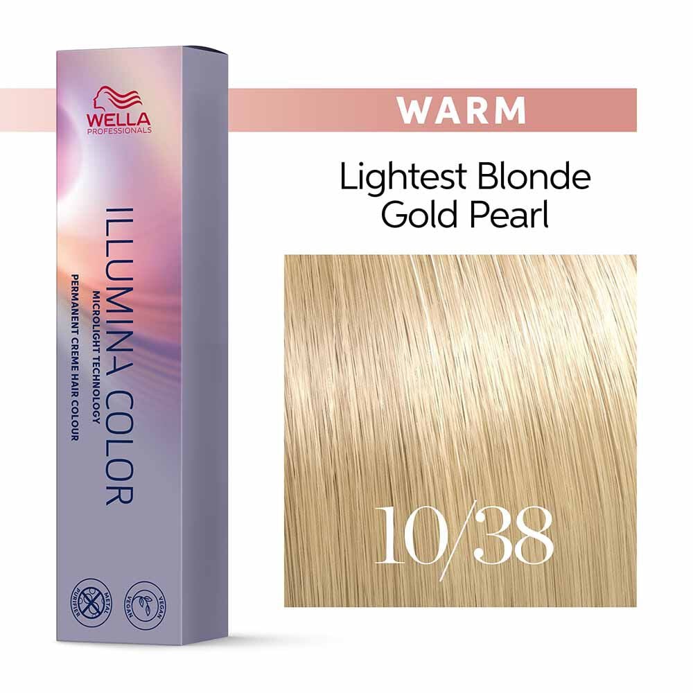Wella Professionals Illumina Colour Tube Permanent Hair Colour - 10/38 Lightest Gold Pearl Blonde - 60ml