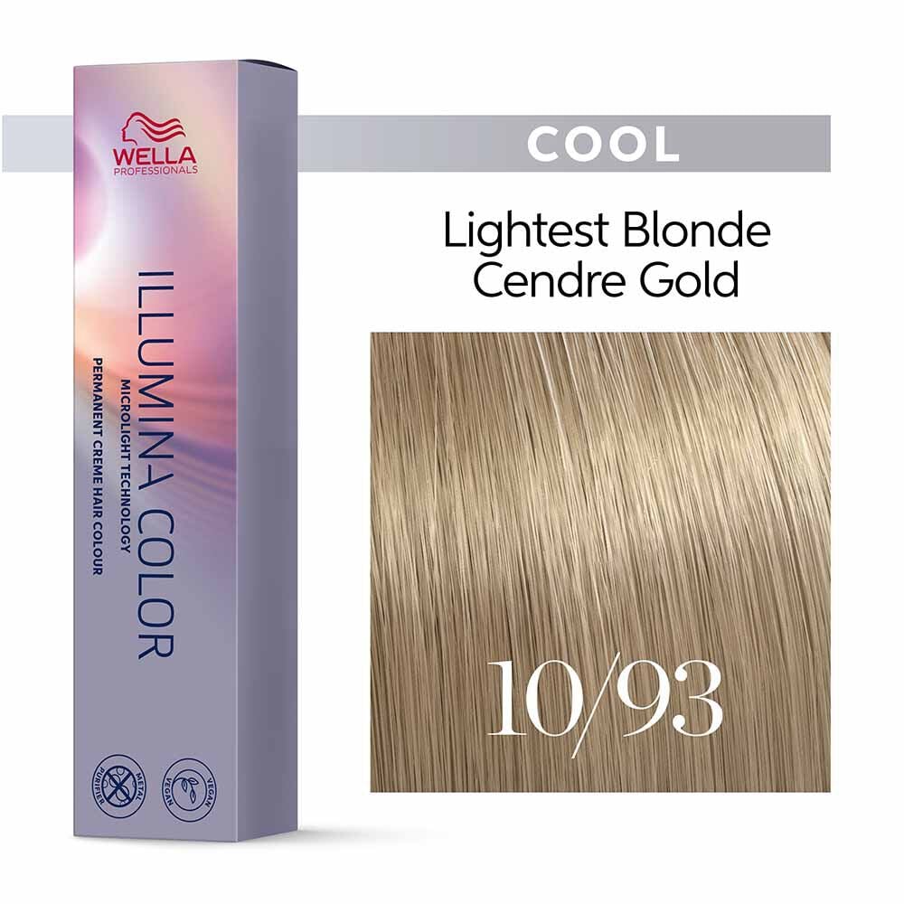Wella Professionals Illumina Colour Tube Permanent Hair Colour - 10/93 Lightest Cendre Gold Blonde - 60ml