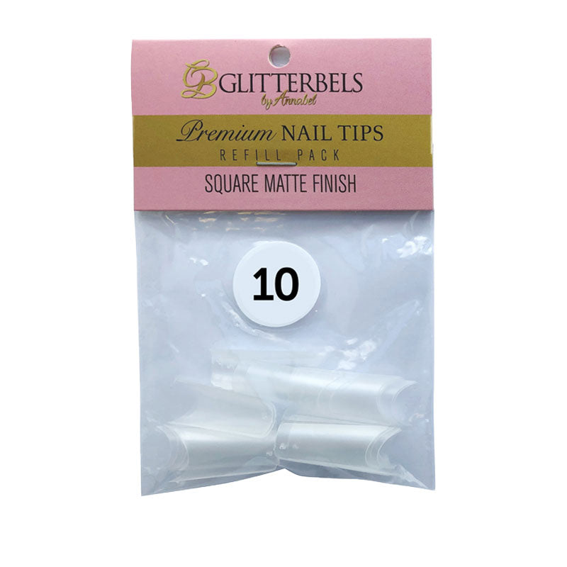 Glitterbels Square Matte Finish Nail Tips Size 10 (x50)