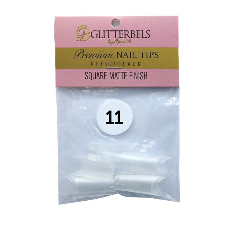 Glitterbels Square Matte Finish Nail Tips Size 11 (x50)