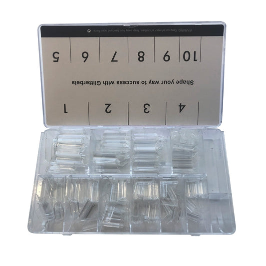 Glitterbels Clear Pinched Square Assorted Nail Tips x 500