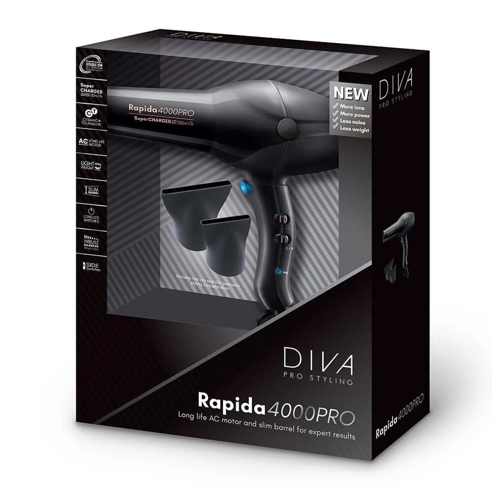 Diva Pro Styling Rapida 4000 Pro Hair Dryer - Onyx