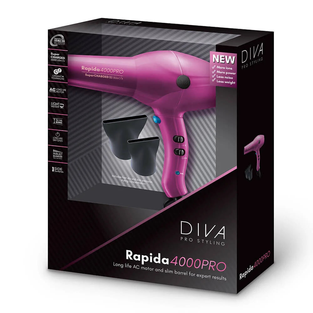 Diva Pro Styling Rapida 4000 Pro Hair Dryer - Magenta