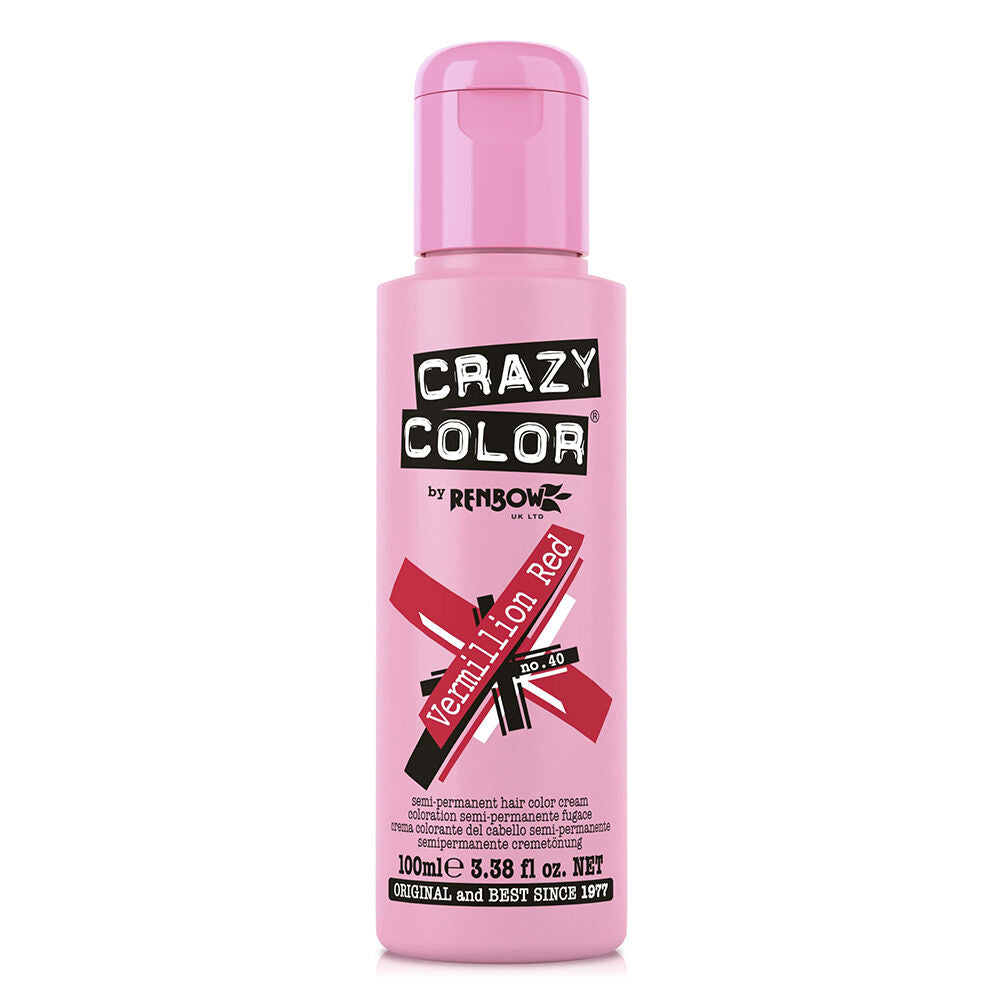 Crazy Color Semi Permanent Vegan Hair Colour Cream - Vermillion Red - 100ml