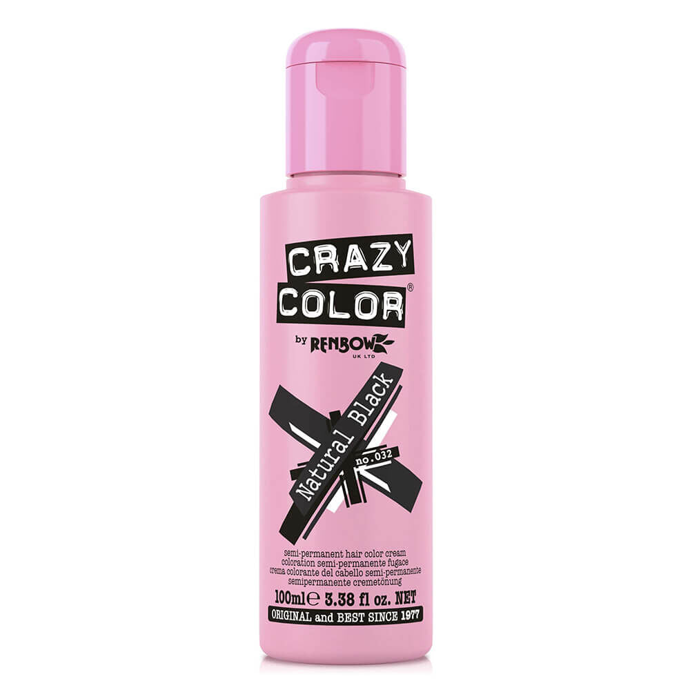 Crazy Color Semi Permanent Vegan Hair Colour Cream - Natural Black - 100ml