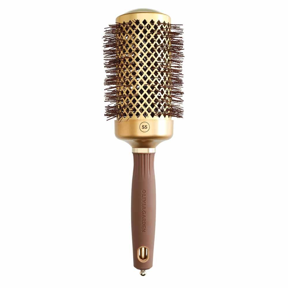 Olivia Garden Expert Blowout Round Hair Brush Shine Gold & Brown 55mm