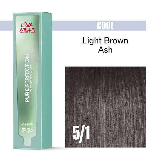 Wella Professionals Pure Perfection Ammonia Free Permanent Hair Colour - Light Brown Ash .5/1 60Ml