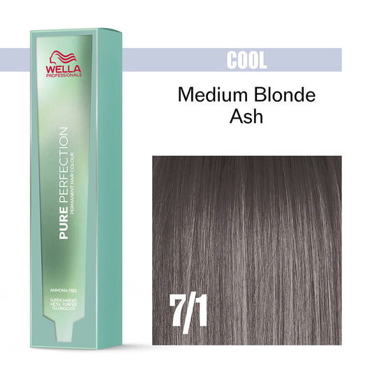 Wella Professionals Pure Perfection Ammonia Free Permanent Hair Colour - Medium Blonde Ash .7/1 60Ml