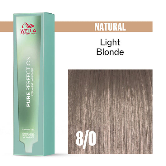 Wella Professionals Pure Perfection Ammonia Free Permanent Hair Colour - 8/0 Light Blonde 60ml