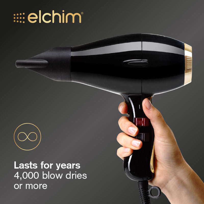 Elchim 3900 Healthy Ionic Hairdryer Black and Gold