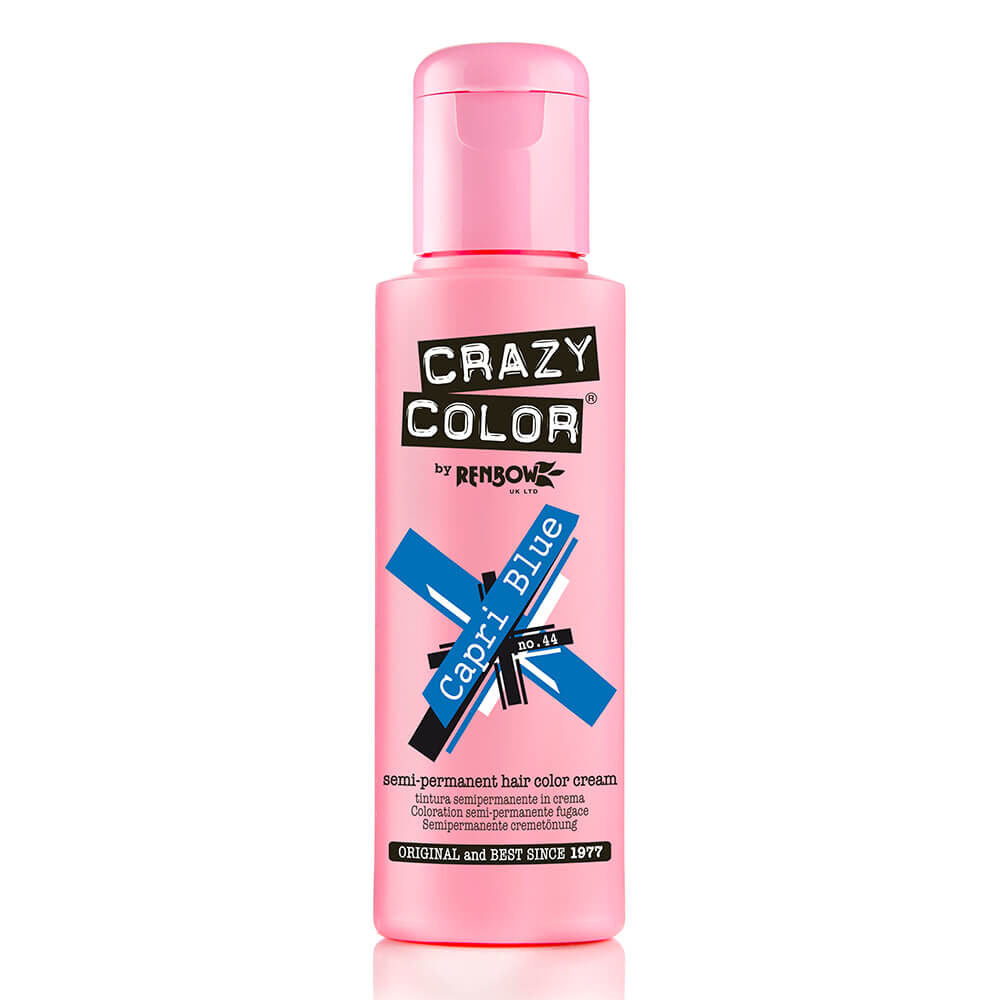 Crazy Color Semi Permanent Vegan Hair Colour Cream - Capri Blue - 100ml