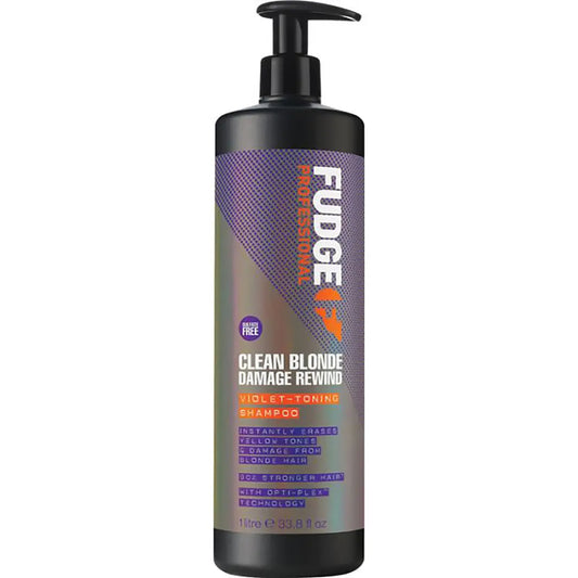 Fudge Professional Clean Blonde Damage Rewind Violet-Toning Shampoo 1 Litre