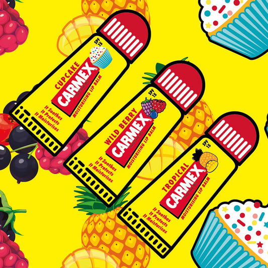 Carmex Lip Balm Minis - 3 Pack Wild Berry / Cup Cake / Tropical