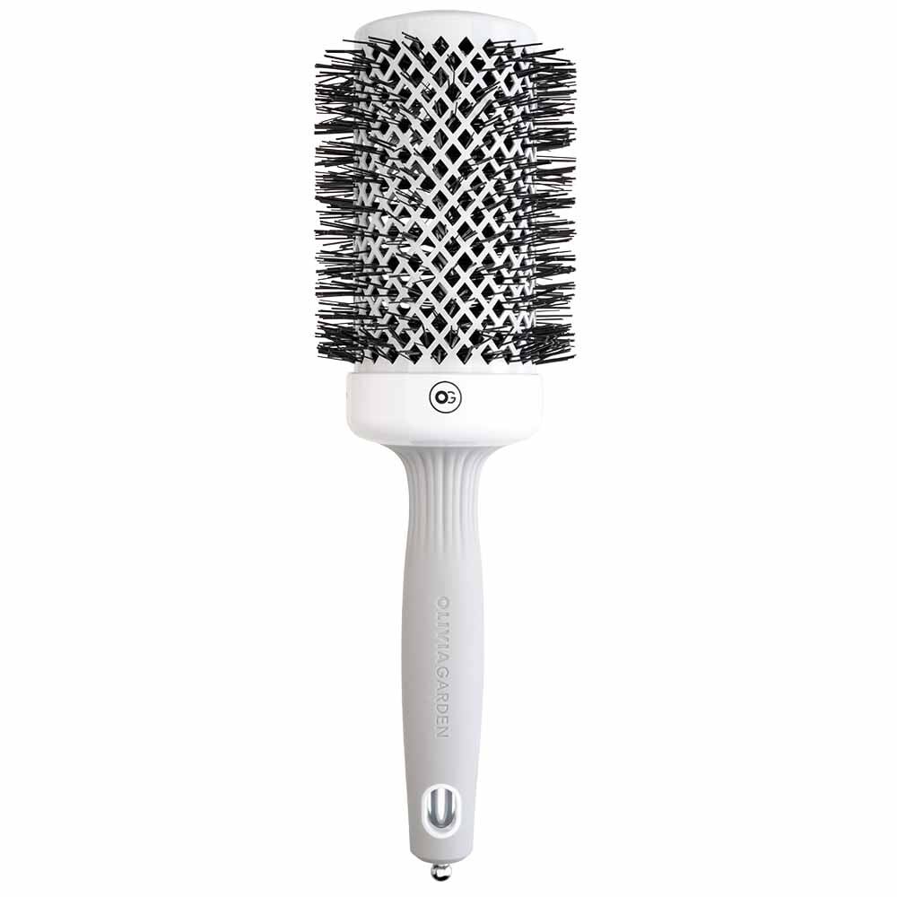 Olivia Garden Expert Blowout Round Hair Brush Shine White & Grey - 55mm