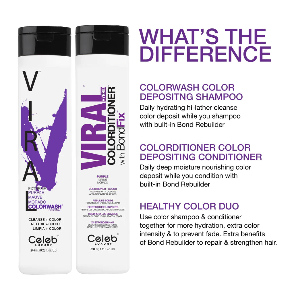 Celeb Luxury Viral Shampoo Colorwash Vegan Shampoo - Extreme Purple - 244ml