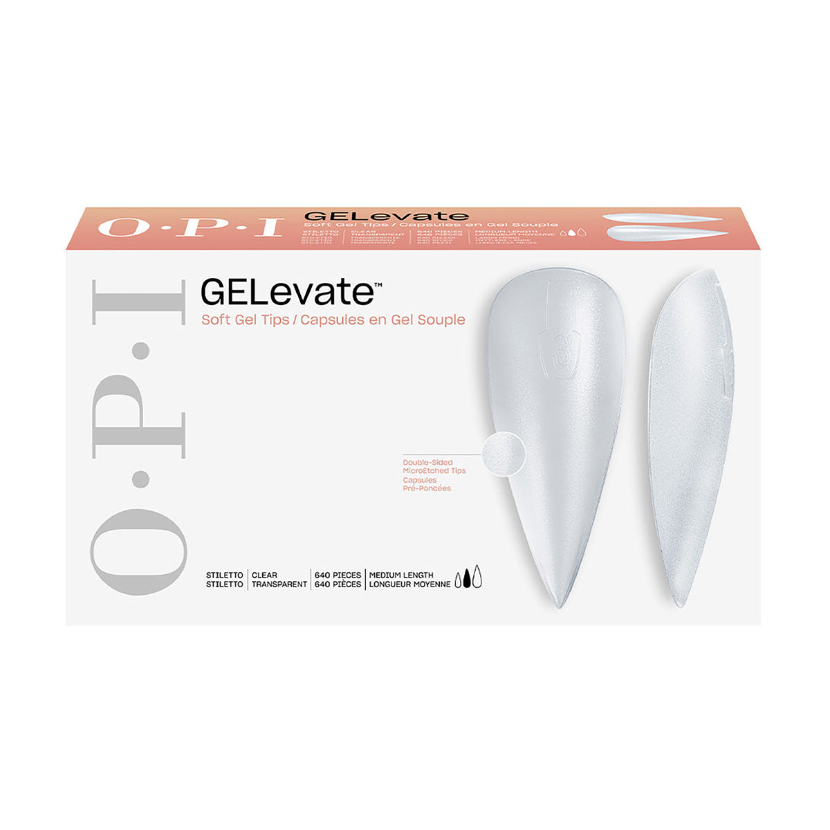 OPI Gelevate Soft Gel Tips Medium Clear Stiletto x 640