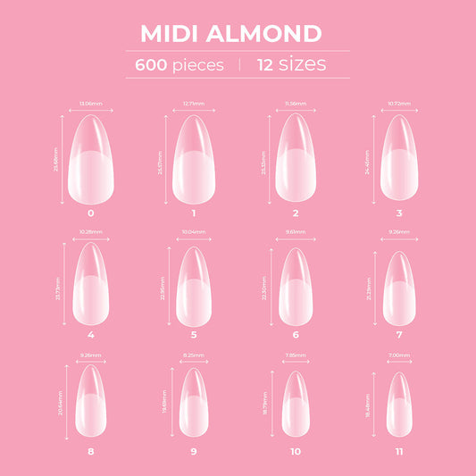 Glitterbels Dream Cover Full Tips Almond Midi Box of 600