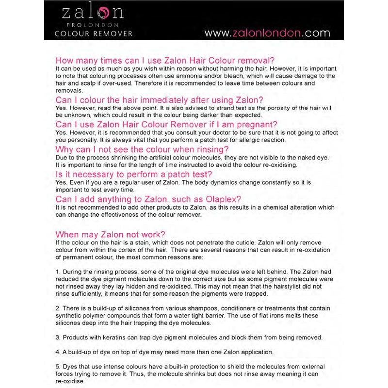 Zalon Pro London Colour Remover Single Application 3 x 50ml