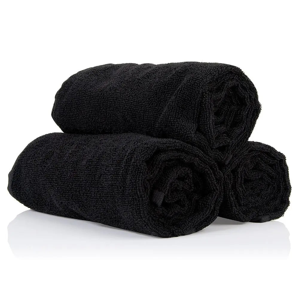 S-PRO Black Microfibre Towels, Pack of 6