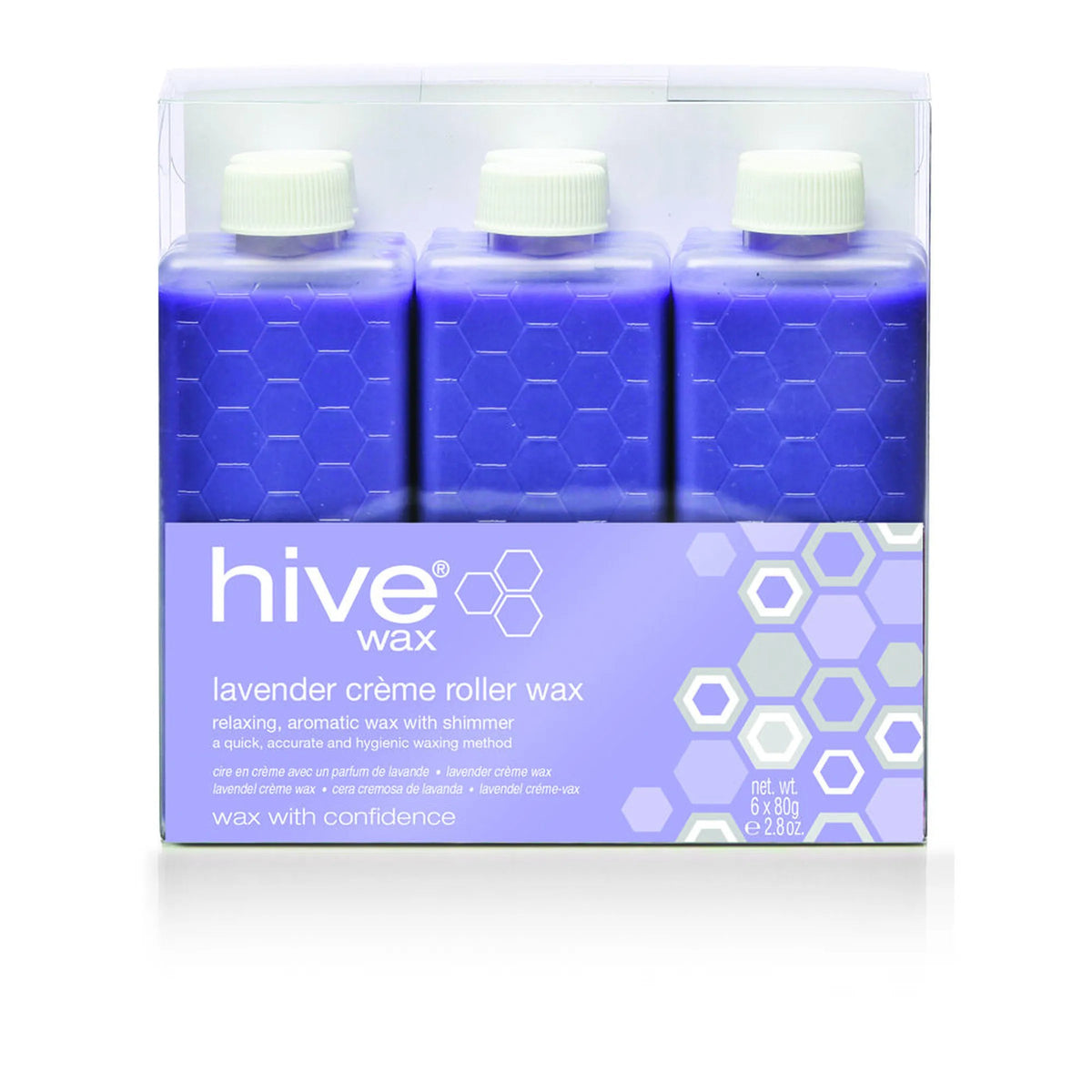 Hive of Beauty Lavender Shimmer CrÃ¨me Roller Wax Refill Cartridges, Pack of 6 x 80g