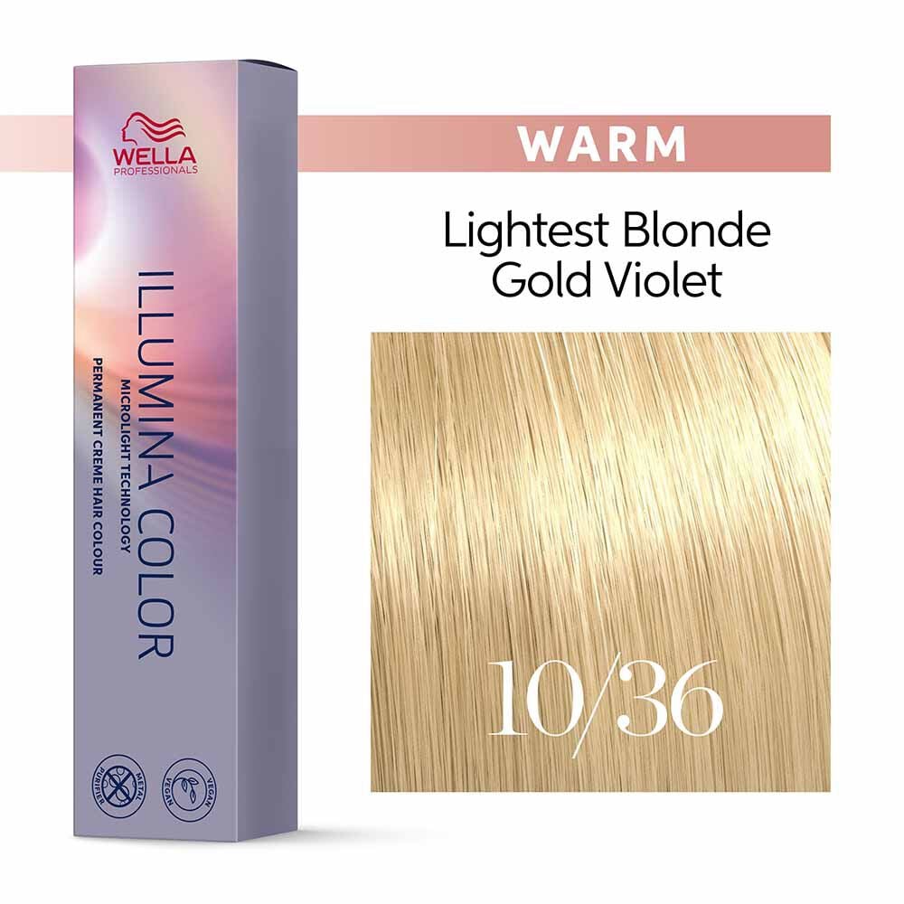 Wella Professionals Illumina Colour Tube Permanent Hair Colour - 10/36 Lightest Gold Violet Blonde - 60ml