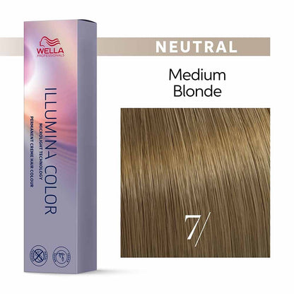 Wella Professionals Illumina Colour Tube Permanent Hair Colour - 7/ Medium Blonde - 60ml