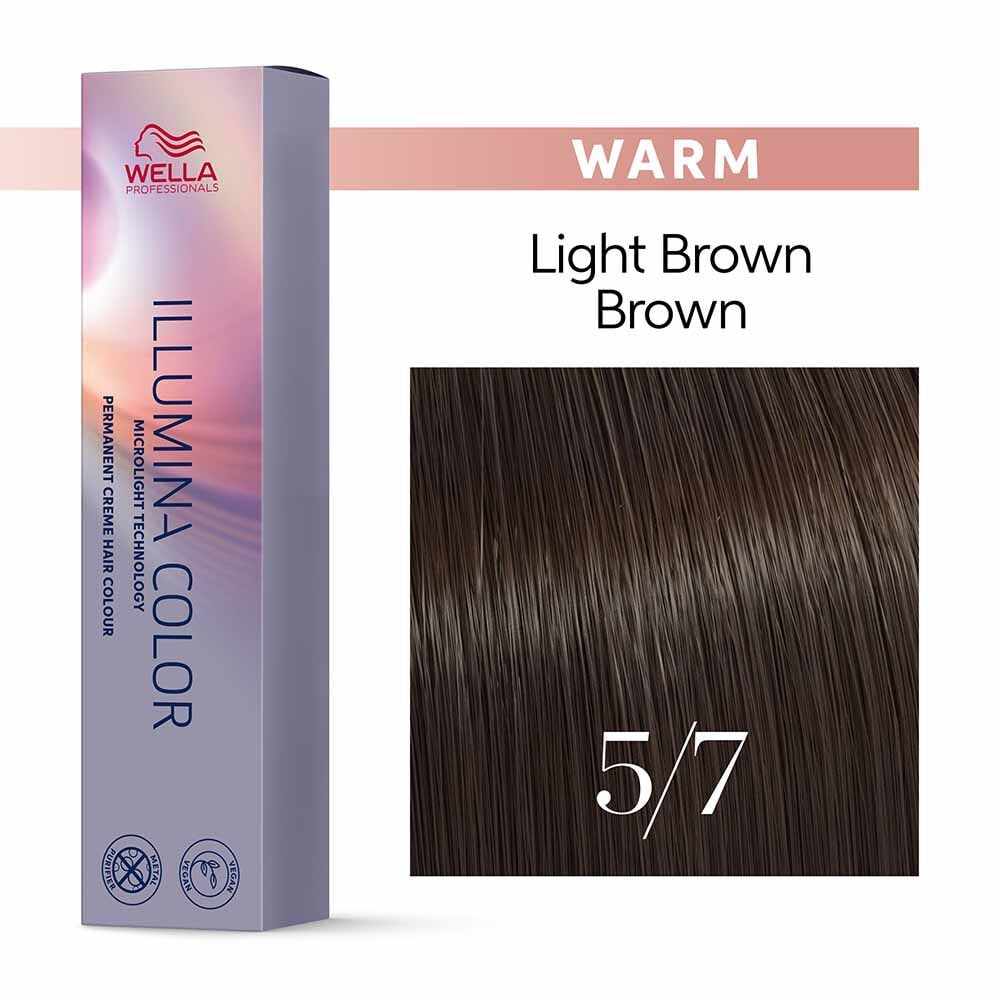 Wella Professionals Illumina Colour Tube Permanent Hair Colour - 5/7 Light Brunette Brown - 60ml