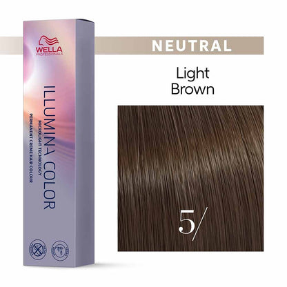 Wella Professionals Illumina Colour Tube Permanent Hair Colour - 5/ Light Brown - 60ml