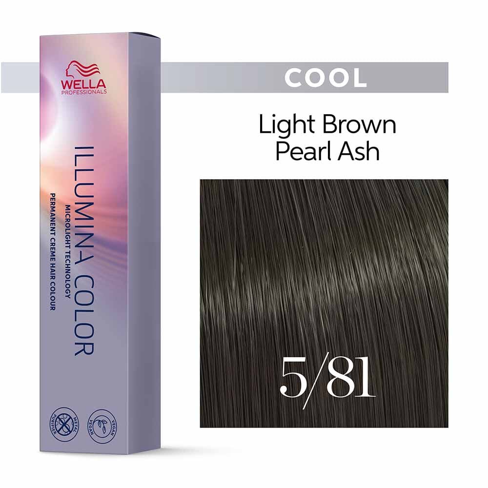 Wella Professionals Illumina Colour Tube Permanent Hair Colour - 5/81 Light Pearl Ash Brown - 60ml