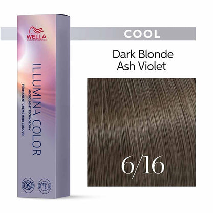 Wella Professionals Illumina Colour Tube Permanent Hair Colour - 6/16 Dark Ash Violet Blonde - 60ml