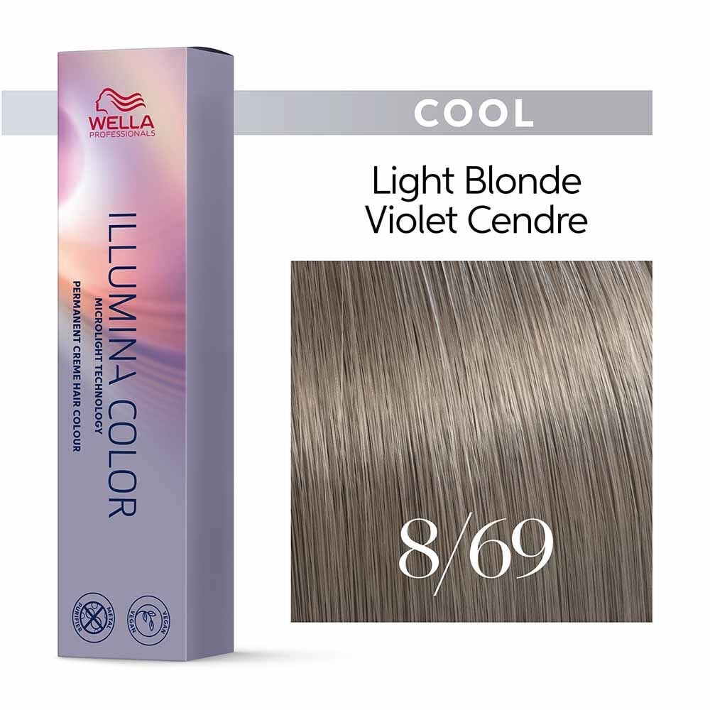 Wella Professionals Illumina Color Permanent Hair Colour 8/69 Light Violet Cendre Blonde - 60ml