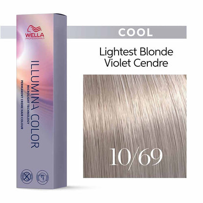 Wella Professionals Illumina Color Permanent Hair Colour 10/69 Lightest Violet Cendre Blonde - 60ml