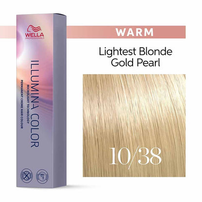 Wella Professionals Illumina Colour Tube Permanent Hair Colour - 10/38 Lightest Gold Pearl Blonde - 60ml