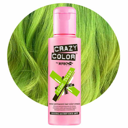 Crazy Color Semi Permanent Vegan Hair Colour Cream - Lime Twist - 100ml