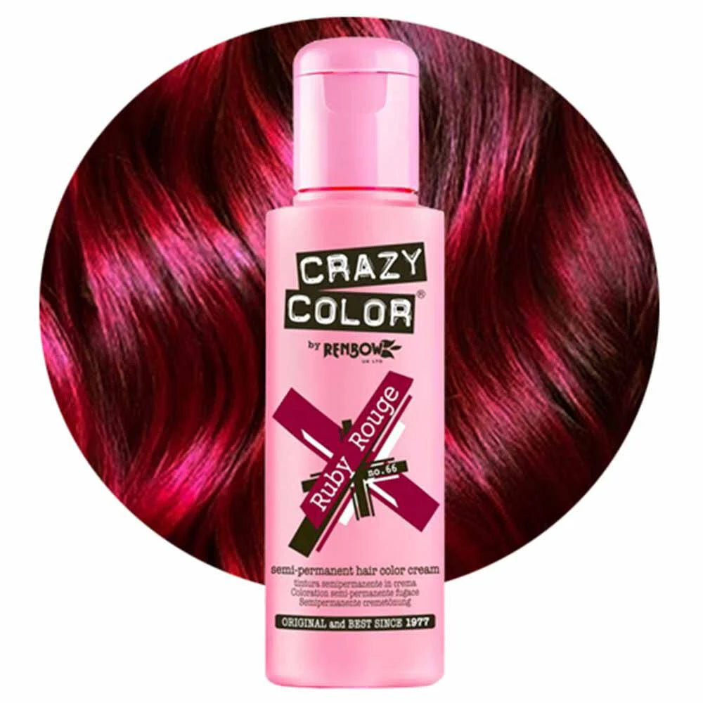 Crazy Color Semi Permanent Vegan Hair Colour Cream - Ruby Rouge - 100ml