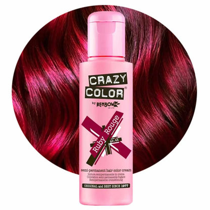 Crazy Color Semi Permanent Vegan Hair Colour Cream - Ruby Rouge - 100ml