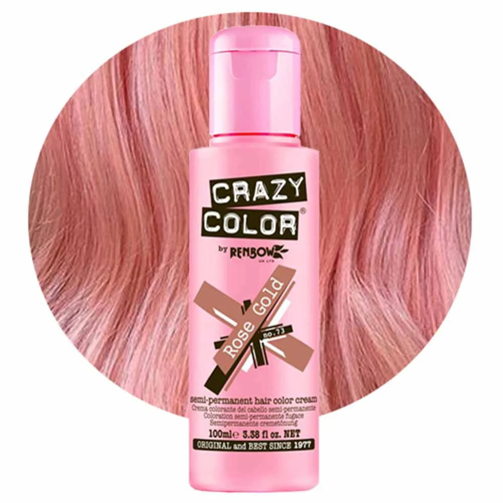 Crazy Color Semi Permanent Vegan Hair Colour Cream - Rose Gold - 100ml