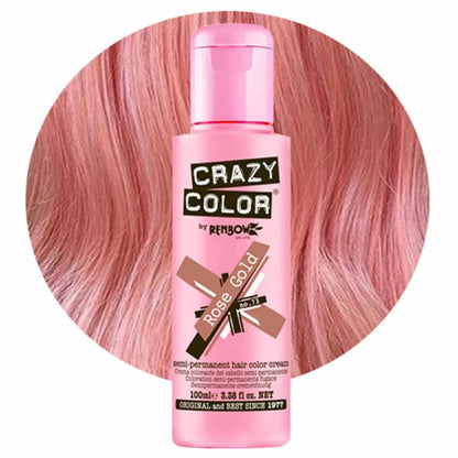 Crazy Color Semi Permanent Vegan Hair Colour Cream - Rose Gold - 100ml