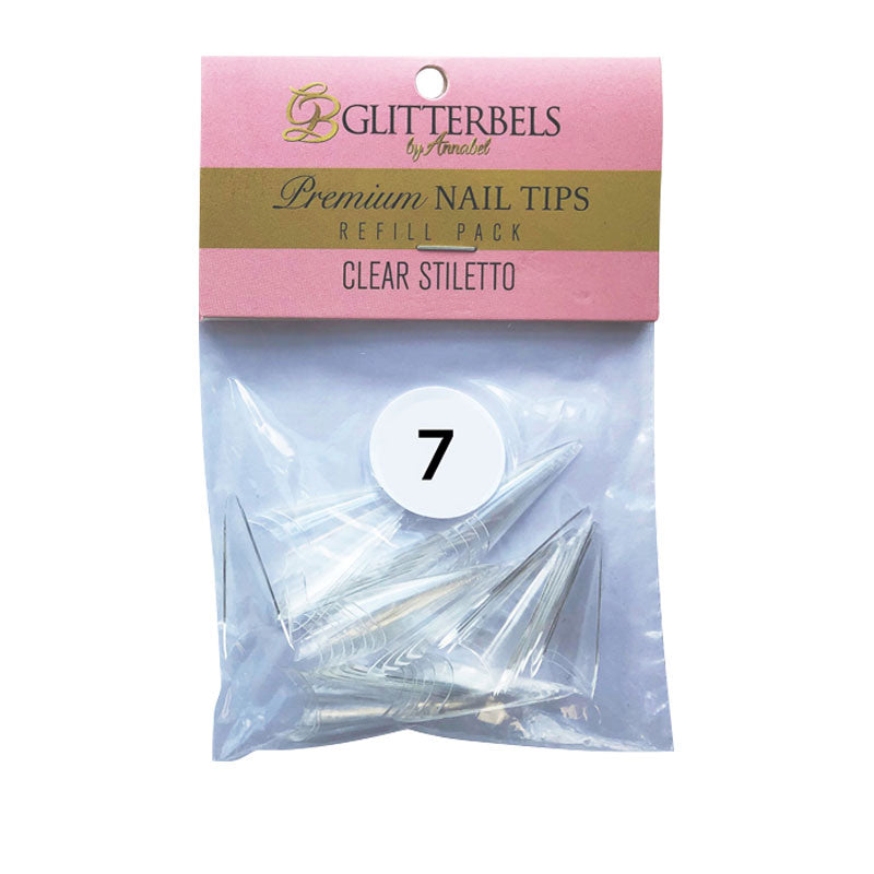 Glitterbels Clear Stiletto Nail Tips Size 7 (x50)