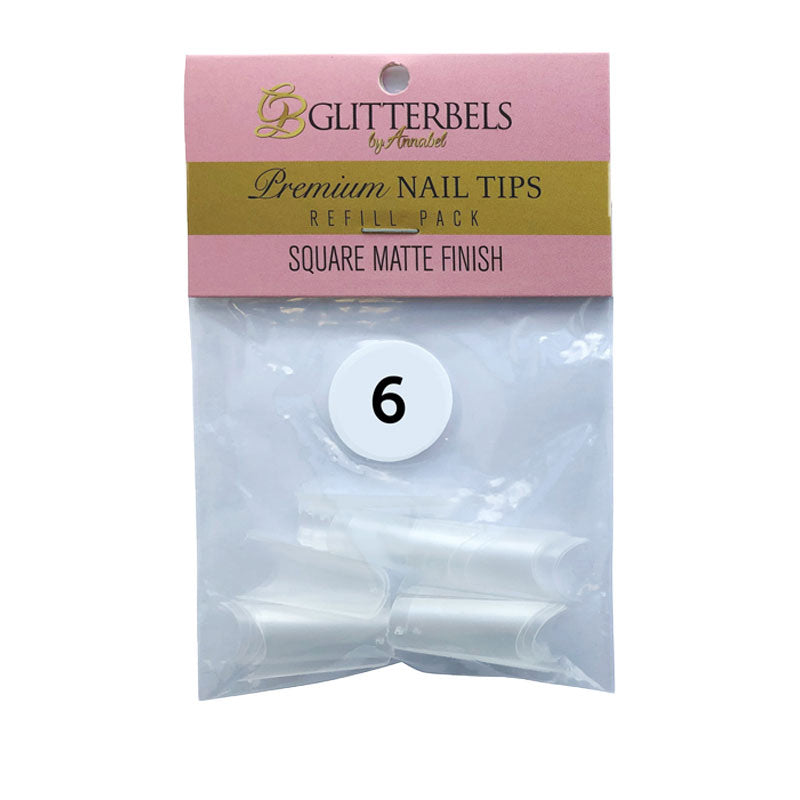 Glitterbels Square Matte Finish Nail Tips Size 6 (x50)