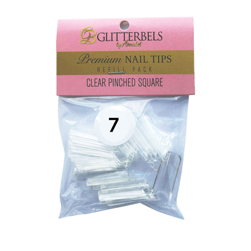 Glitterbels Clear Pinched Square Nail Tips Size 7 (x50)