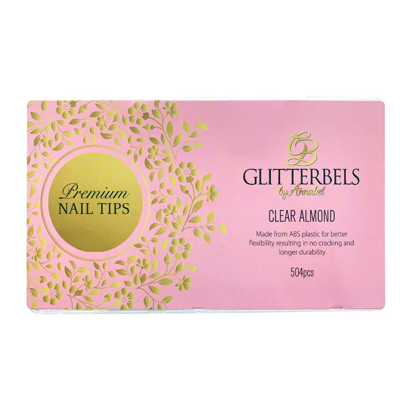 Glitterbels Clear Almond Assorted Nail Tips x 500