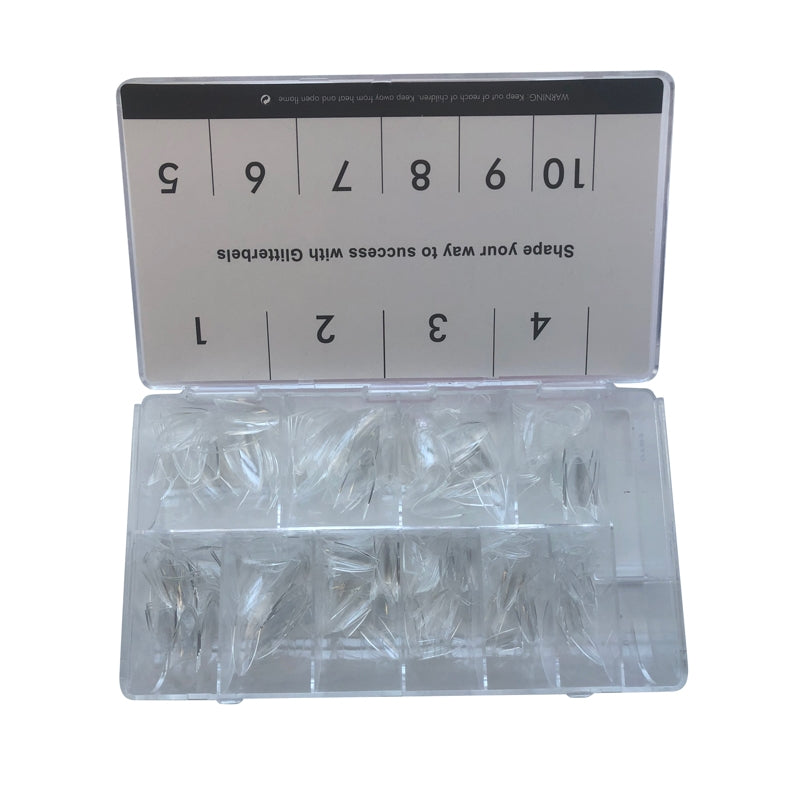 Glitterbels Clear Almond Assorted Nail Tips x 500
