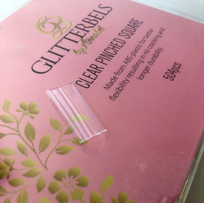 Glitterbels Clear Pinched Square Assorted Nail Tips x 500