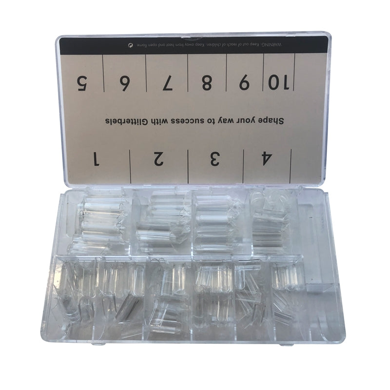Glitterbels Clear Pinched Square Assorted Nail Tips x 500