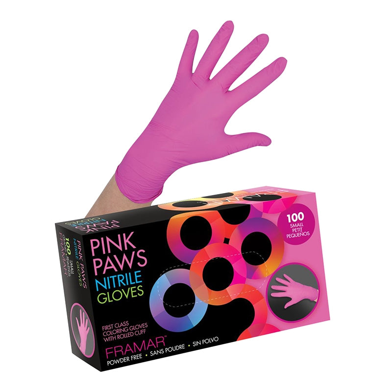 Framar Pink Paws Small Nitrile Gloves Pack of 100pcs
