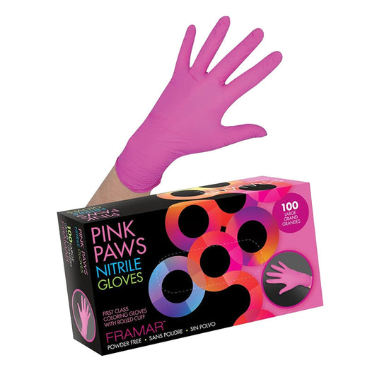 Framar Pink Paws Large Nitrile Gloves Pack of 100pcs