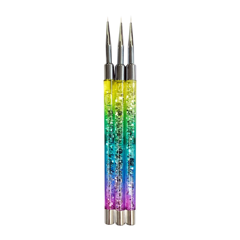 Glitterbels Rainbow Fine Detailer Brush Set x 3 Bushes