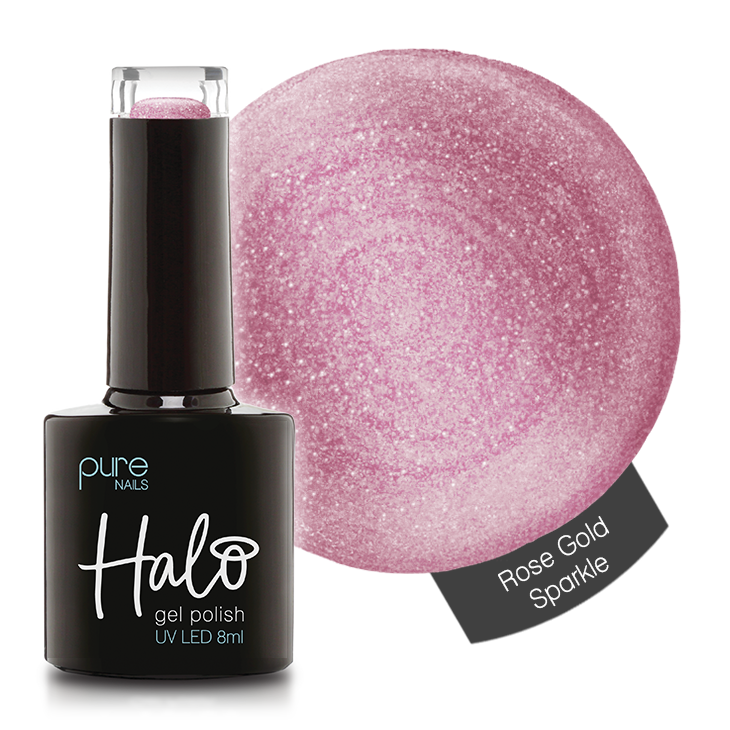 Halo Hema Free Gel Polish Rose Gold Sparkle 8ml
